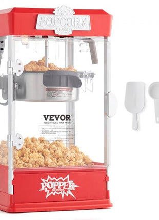 Popcorn Maker, 480W Popcorn Popper Machine, 4 Oz Kettle Makes 1.5 Gallon per Batch, Tabletop Popcorn Maker, Includes 3 Scoops, Movie Theater Style, Red