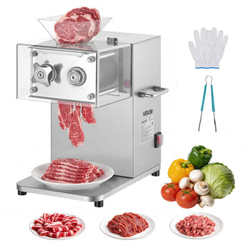Meat Cutting Machine, 850W Commercial Slicer, 5mm Heavy Duty Stainless Steel Blade Shredder for Boneless Meat Soft Vegetables, Electric Food Slicers for Kitchen Restaurant Supermarket