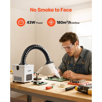 Solder Fume Extractor, 3-Stage Filtration Soldering Smoke Absorber with 180 m³/h Strong Suction & 3-Level Airflow, Compact Desktop Brushless Smoke Extractor for Soldering DIY Welding
