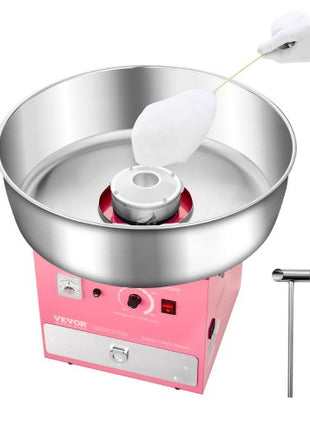 Electric Cotton Candy Machine, 1000W Commercial Candy Floss Maker with 20.5 in Stainless Steel Bowl, Sugar Scoop, and Drawer, Easy Home Use, Perfect for Kids Birthday, Family Party, Pink