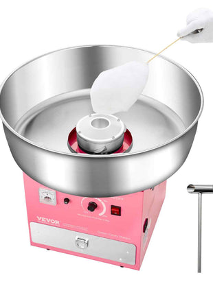 Electric Cotton Candy Machine, 1000W Commercial Candy Floss Maker with 20.5 in Stainless Steel Bowl, Sugar Scoop, and Drawer, Easy Home Use, Perfect for Kids Birthday, Family Party, Pink