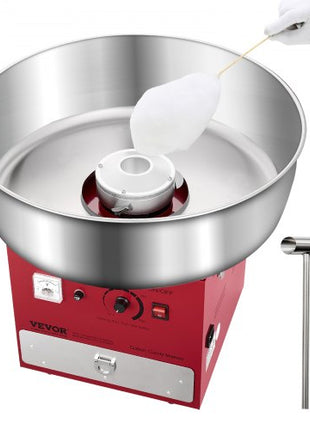 Electric Cotton Candy Machine, 1000W Commercial Candy Floss Maker with 20.5 in Stainless Steel Bowl, Sugar Scoop, and Drawer, Easy Home Use, Perfect for Kids Birthday, Family Party, Red