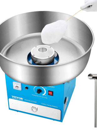 Electric Cotton Candy Machine, 1000W Commercial Candy Floss Maker with 20.5 in Stainless Steel Bowl, Sugar Scoop, and Drawer, Easy Home Use, Perfect for Kids Birthday, Family Party, Blue