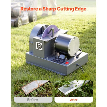 Lawn Mower Blade Sharpener, 1/2HP Lawnmower Blades Grinder with 7" Flap Wheel & 9" Ceramic Grinding Wheel, 30° or 40° Blade Sharpening Machine for High Lift, Low Lift, Gator & Flat Blades