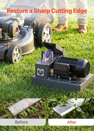 VEVOR Lawn Mower Blade Sharpener, 1HP Lawnmower Blades Grinder with 9" Ceramic Grinding Wheel, Grit Collector & Balancer, 30°/40° Blade Sharpening Machine for High Lift, Low Lift, Gator & Flat Blades