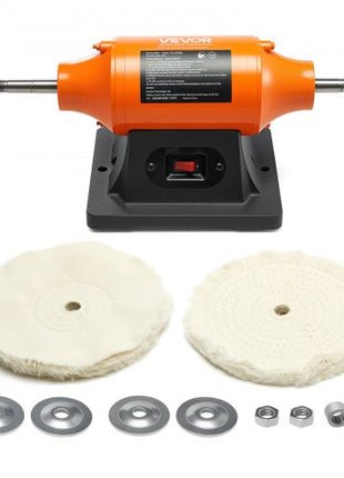 3/4HP Bench Buffer Polisher, 8-inch Bench Polishing Buffing Machine, 3450RPM Single Speed Benchtop Polisher with 2PCS Cloth Wheels & Cast Iron Base for Metal, Jewelry, Wood Polishing