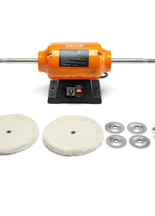 1/2HP Bench Buffer Polisher, 8-inch Bench Polishing Buffing Machine, 1725RPM/3450RPM Dual Speed Benchtop Polisher with 2PCS Cotton Wheels & Cast Iron Base for Metal, Jewelry, Wood Polishing