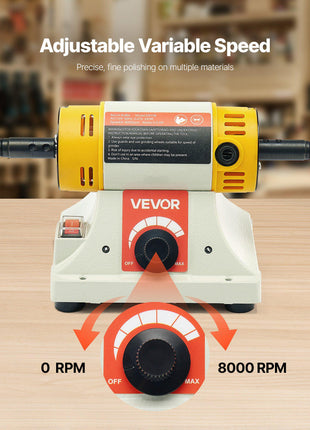 Bench Buffer Polisher, 1/2HP Polishing Buffing Machine, 0 to 8000RPM Benchtop Polisher Grinder with 4" Cloth Wheel, 3" Grinding Wheel & 3" Fiber Wheel for Metal, Jewelry, Wood and Plastic