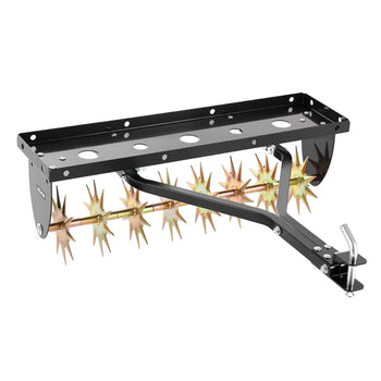 Tow Behind Plug Aerator, 32 in Lawn Spike Aerator with Universal Hitch, Heavy Duty & Rust-Resistant, Pull Behind Spike Aerator Tool with Folded Edge Tray, for Farmland & Garden Tractors