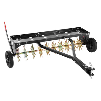 Tow Behind Plug Aerator, 40 in Lawn Spike Aerator with Universal Hitch, 150lbs Weight Capacity, Heavy Duty  & Rust-Resistant, Pull Behind Aeration Tool with Tray for Farmland & Garden Tractors