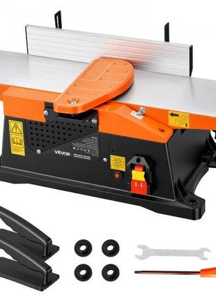 Benchtop Jointer, 6 in, 2 HP 12000 RPM Bench Top Wood Jointer, with Straight Cutterhead, 2 HSS Blades, 6 x 23 in Cast Aluminum Table, Up to 1/8 in Depth, Adjustable Fence, for Woodworking DIY
