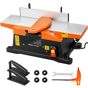 Benchtop Jointer, 6 in, 2 HP 12000 RPM Bench Top Wood Jointer, with Straight Cutterhead, 2 HSS Blades, 6 x 23 in Cast Aluminum Table, Up to 1/8 in Depth, Adjustable Fence, for Woodworking DIY