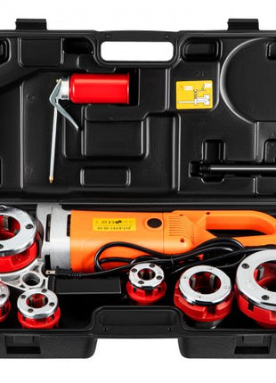 Electric Pipe Threader, 2300W Pipe Threading Machine with 6 Dies 1/2"-2", 110V Hand-held Pipe Threader Machine with Copper Motor, Portable Electric Pipe Threading Kit with Carrying Case