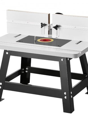 Benchtop Router Table, 24 in x 15.7 in, Bench Top Routing Table with Adjustable Fence, MDF Top, Sturdy Metal Base, 2-1/2 in Dust Collection Port, Compatible with Routes & Various Drill Bits