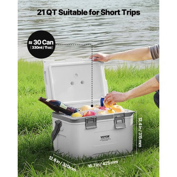 Portable Cooler, 21 QT Hard Cooler with Ice Retention, Heavy-Duty Handles and Strap, Lightweight Rigid Material Insulated Portable Cooler, Suitable for Family Picnics and Short Trips