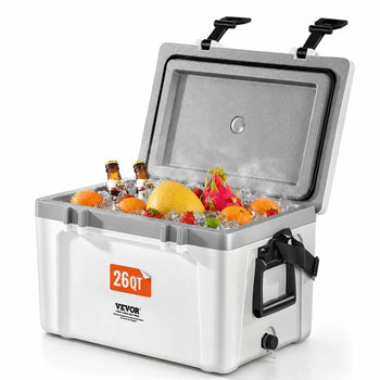 Portable Cooler, 26 QT Hard Cooler with Ice Retention, Heavy-Duty Handles and Strap, Lightweight Rigid Material Insulated Portable Cooler, Suitable for Family Picnics and Short Trips
