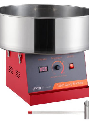 Electric Cotton Candy Machine, 1000W Candy Floss Maker, Commercial Cotton Candy Machine with Stainless Steel Bowl, and Sugar Scoop, Perfect for Home Kids Birthday, Family Party (Red)