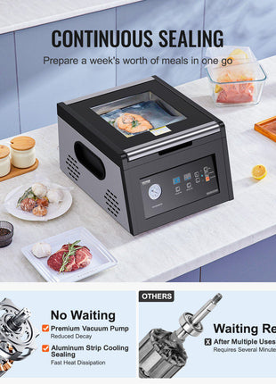 Chamber Vacuum Sealer, 380W Vacuum Pump Power, Sealing Bag Packing Machine for Wet Foods, Meat, Compact Design with 11.5 in Sealing Length, Ideal Commercial Sealer for Professional and Home Use