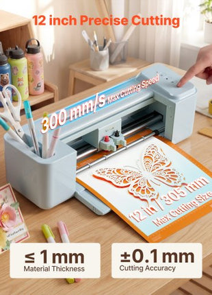 Vinyl Cutting Machine, 12 in, Button-Controlled Vinyl Cutter, 20000+ Built-in Design Resources, Compatible with Mac, Windows, Android and iOS, for Creating Customized Crafts Cards, Home Decor