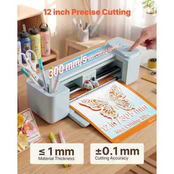 Vinyl Cutting Machine, 12 in, Button-Controlled Vinyl Cutter, 20000+ Built-in Design Resources, Compatible with Mac, Windows, Android and iOS, for Creating Customized Crafts Cards, Home Decor