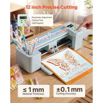 Vinyl Cutting Machine, 12 in, Touchscreen-Controlled Vinyl Cutter, 20000+ Built-in Design Resources, Compatible with Mac, Windows, Android and iOS, for Creating Customized Crafts Cards, Decor