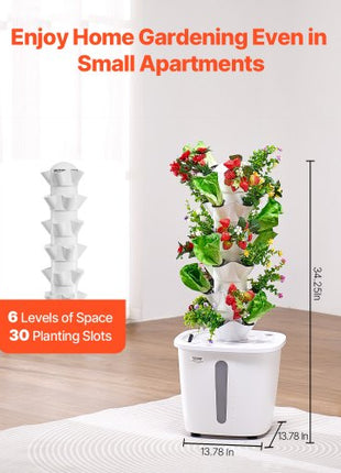 Hydroponic Growing System, 30 Pods Vertical 6 Tiers Hydroponic Tower, Home Hydronic Garden with Water Pump & Timer, Water Circulation Plants Germination Kit for Indoor Herbs Fruits & Vegetables
