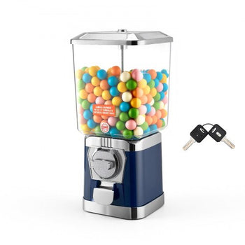 Gumball Machine for Kids, 17"H Home Candy Vending Machine, PC Gumball Dispenser, Bubble Gum Machine for Game Stores, Coin Operated Gumball Bank for Toy Capsules Bouncy Balls Candy, Blue
