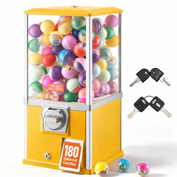 Gumball Machine, 21 inch Height Candy Vending Machine Dispenser, 25-Cent Vending Machines for Shopping Malls, Supermarkets, Amusement Parks, Arcades, Holds Up to 180 1.77 inch Spherical Candies