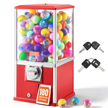 Gumball Machine, 21 inch Height Candy Vending Machine Dispenser, 25-Cent Vending Machines for Shopping Malls, Supermarkets, Amusement Parks, Arcades, Holds Up to 180 1.77 inch Spherical Candies