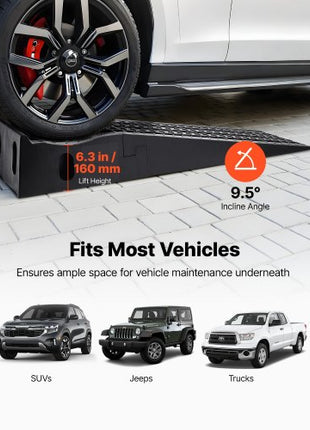 Car Ramps, 2 PCS 13000 lbs GVW Capacity, 6.3 in Lift Height, Portable High Profile Car Service Ramps for Home Garage Maintenance and Oil Changes, Heavy Duty for Truck SUV Vehicle Repair, Black