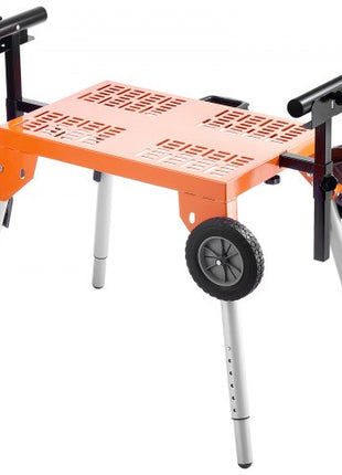 Miter Saw Stand with Tabletop and Wheels, 330lbs Load Capacity Steel Collapsible Rolling Stand for Miter Saw, Adjustable Height and Length, Portable Compact and Folding Miter Saw Stand