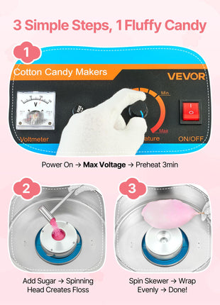 Cotton Candy Machine Commercial, 1000W Electric Candy Floss Maker, Easy Use with 15 inch Stainless Steel Bowl and Sugar Scoop, Makes Hard Candy for Home Kids Birthday, Family Party, Blue
