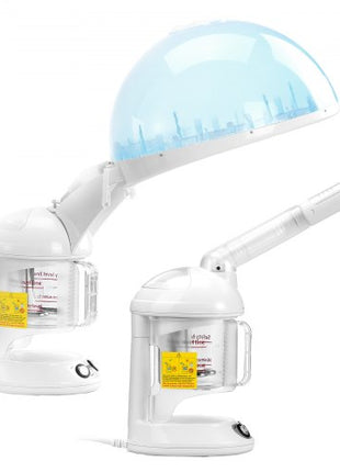 Hair Steamer, 2-in-1 Professional Hair & Facial Steamer with Detachable Bonnet Hood, Nano Ionic & UV Ozone Face Steamer with 360° Rotatable Sprayer for Salon Spa Home Beauty