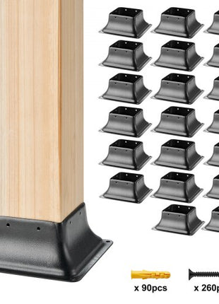 4x4 Post Base 20Pcs, Internal 3.6"x3.6" Heavy Duty Powder-Coated Steel Post Bracket Fit for Standard Wood Post Anchor, Decking Post Base for Deck Porch Handrail Railing Support