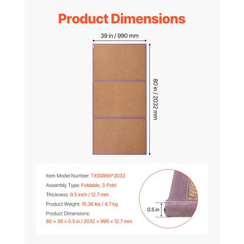 Japanese Tatami Mat, 80 x 39 in Foldable Handwoven Natural Rattan Tatami Mat, Non-Slip & Easily Cleaned Japanese Tatami Floor Mat, Summer Breathable Sleeping Mat for Meditation Yoga Relaxation