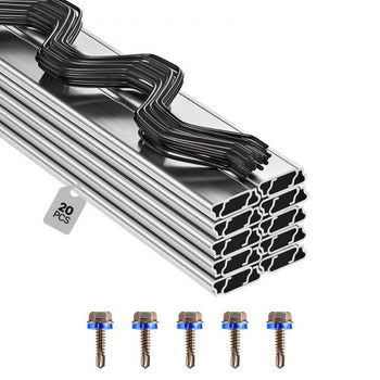 Greenhouse Spring Wire and Lock Channel, 20 Packs 6.56 ft PVC-Coated Wiggle Wire & Aluminum Alloy Channel Bundle Kit with Included Screws, 0.05 in Thickened, Poly Film & Shade Cloth Attachments
