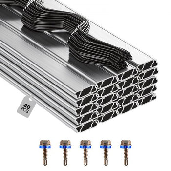 Greenhouse Spring Wire and Lock Channel, 40 Packs 6.56 ft PVC-Coated Wiggle Wire & Aluminum Alloy Channel Bundle Kit with Included Screws, 0.05 in Thickened, Poly Film & Shade Cloth Attachments