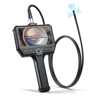 Triple Lens Endoscope with Light, 5" HD IPS Screen Industrial Borescope Camera, 8 + 2 LED Lights, 8X Zoom, 5000mAh, IP67 Waterproof Inspection Snake Camera for Automotive, Plumbing (4.9FT Cable)