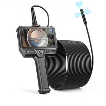 Triple Lens Endoscope with 32.8FT Newly Ultra-Rigid Cable, Industrial Borescope with Light, 5" HD IPS Screen, 8 + 2 Lights, 8X Zoom, 5000mAh, IP67 Waterproof Snake Camera for Auto, Plumbing