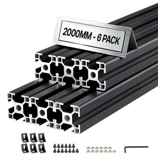 6PCS 3030 Aluminum Extrusion Profile, 78.74 Inch 2000 mm, T Slot European Standard Anodized Linear Rail, High-Strength Extruded Aluminum Rail, for 3D Printer Parts and CNC DIY Workbench, Black