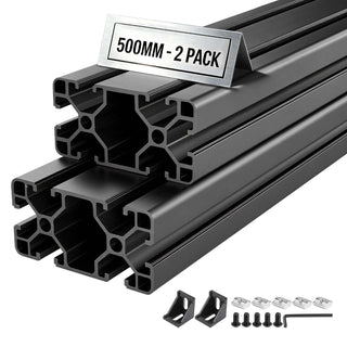2PCS 4080 Aluminum Extrusion Profile, 19.69 Inch 500 mm, T Slot European Standard Anodized Linear Rail, High-Strength Extruded Aluminum Rail, for 3D Printer Parts and CNC DIY Workbench, Black