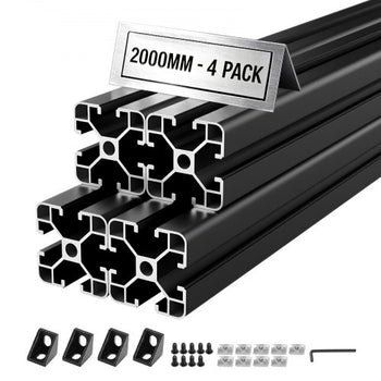 4PCS 4040 Aluminum Extrusion Profile, 78.74 Inch 2000 mm, T Slot European Standard Anodized Linear Rail, High-Strength Extruded Aluminum Rail, for 3D Printer Parts and CNC DIY Workbench, Black