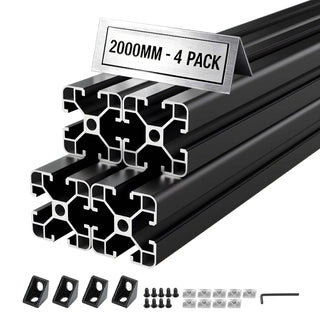 4PCS 4040 Aluminum Extrusion Profile, 78.74 Inch 2000 mm, T Slot European Standard Anodized Linear Rail, High-Strength Extruded Aluminum Rail, for 3D Printer Parts and CNC DIY Workbench, Black