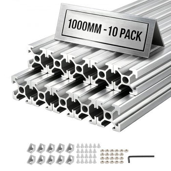 10PCS 2020 Aluminum Extrusion Profile, 39.37 Inch 1000 mm, T Slot European Standard Anodized Linear Rail, High-Strength Extruded Aluminum Rail, for 3D Printer Parts and CNC DIY Workbench, Silver