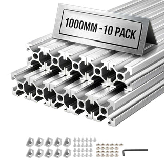10PCS 2020 Aluminum Extrusion Profile, 39.37 Inch 1000 mm, T Slot European Standard Anodized Linear Rail, High-Strength Extruded Aluminum Rail, for 3D Printer Parts and CNC DIY Workbench, Silver