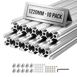 10PCS 2020 Aluminum Extrusion Profile, 48 Inch 1220 mm, T Slot European Standard Anodized Linear Rail, High-Strength Extruded Aluminum Rail, for 3D Printer Parts and CNC DIY Workbench, Silver