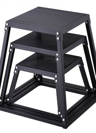 Plyometric Jump Boxes, 12/18/24 Inch Plyo Box, Platform and Jumping Agility Box, Anti-Slip Fitness Exercise Step Up Box Set for Home Gym Training, Conditioning Strength Training, Black