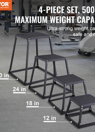 Plyometric Jump Boxes, 12/18/24/30 Inch Plyo Box, Platform and Jumping Agility Box, Anti-Slip Fitness Exercise Step Up Box Set for Home Gym Training, Conditioning Strength Training, Black