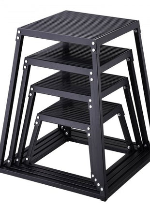 Plyometric Jump Boxes, 12/18/24/30 Inch Plyo Box, Platform and Jumping Agility Box, Anti-Slip Fitness Exercise Step Up Box Set for Home Gym Training, Conditioning Strength Training, Black