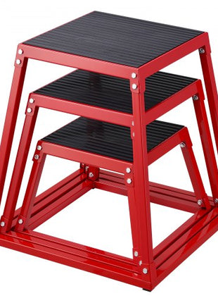 Plyometric Jump Boxes, 12/18/24 Inch Plyo Box, Platform and Jumping Agility Box, Anti-Slip Fitness Exercise Step Up Box Set for Home Gym Training, Conditioning Strength Training, Red